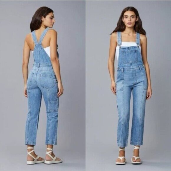 DL1961 Emilie Denim Overall S Lt Seaglass Vintage Cargo Cropped Tapered - Picture 5 of 16